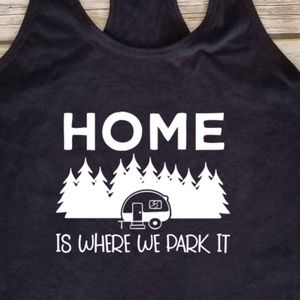 Home is where We Park it - camper black tank top